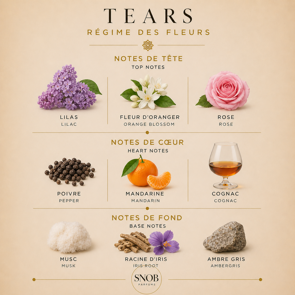 notes visuel du parfum tears de chez régimes des leurs