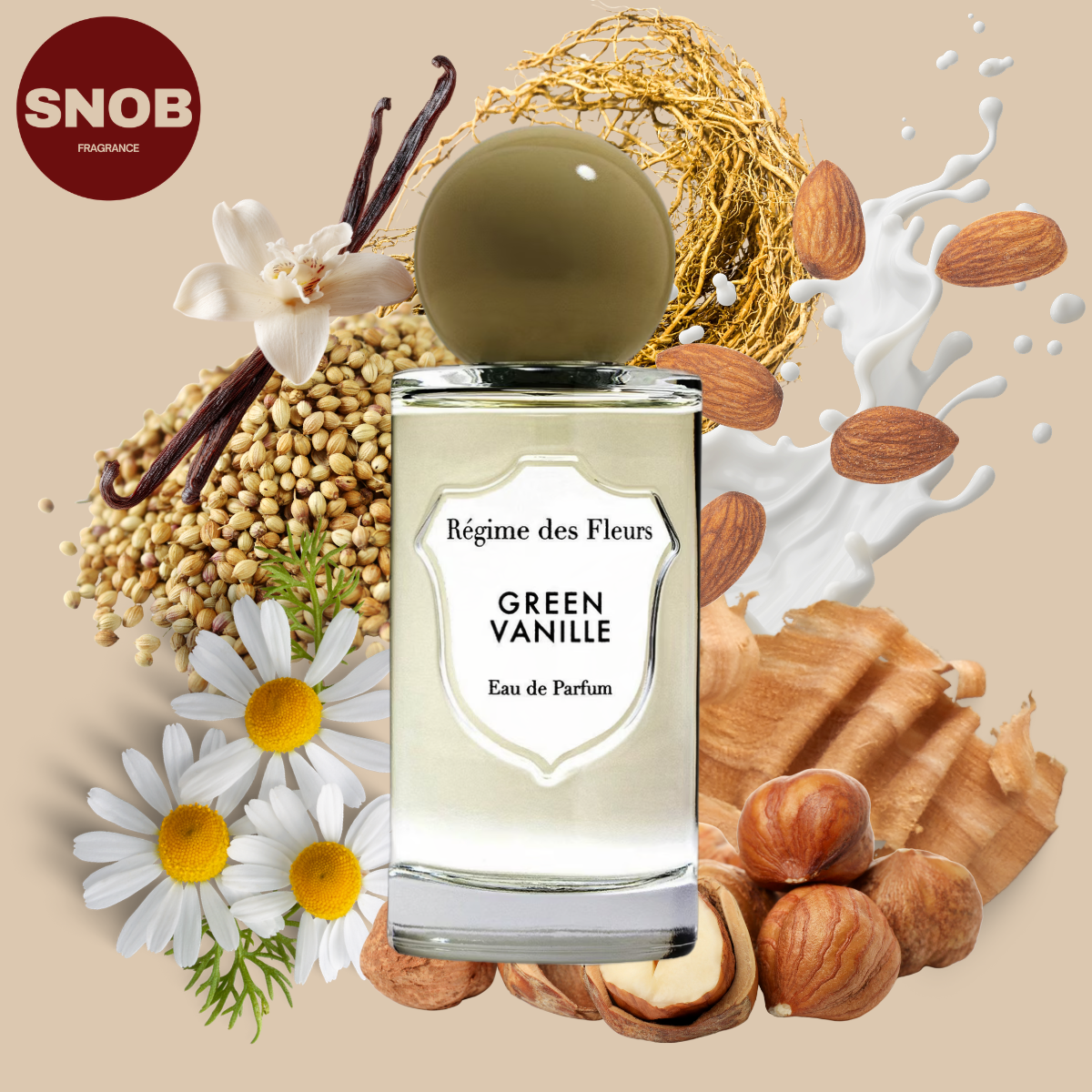 Parfum régime des fleurs green vanille en format échantillon avec notes